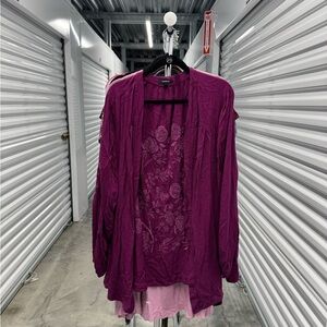 Torrid | Floral Embroidered Open Front Kimono | size 3/4